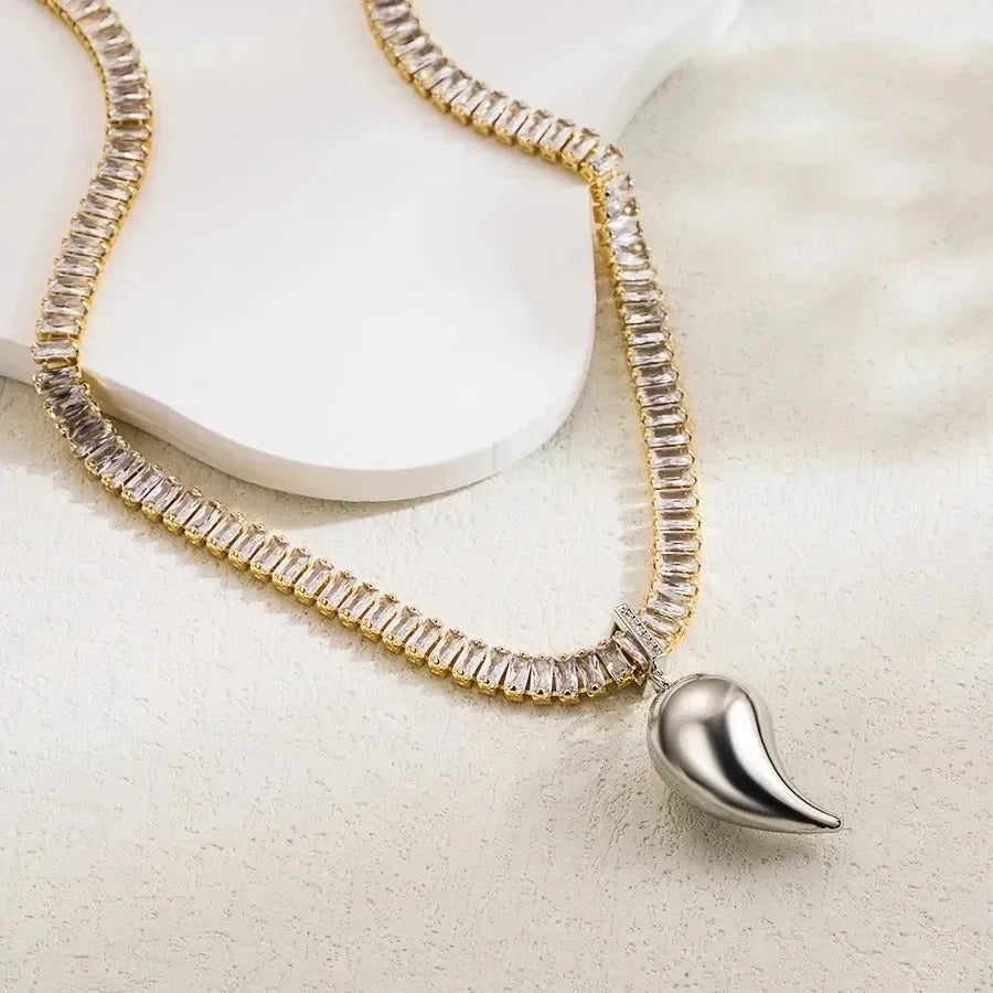 Three-dimensional Inlay Heart Shape Necklace - Diatoms