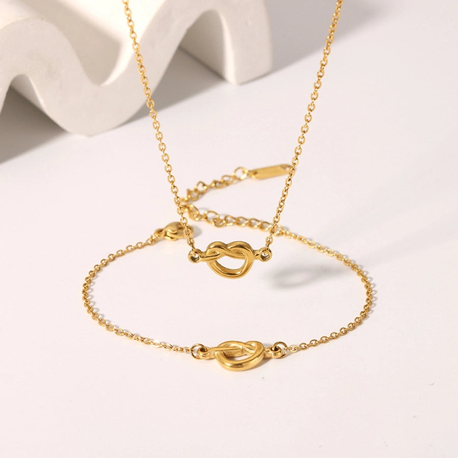 Interlocked Heart Shape Bracelets Necklace