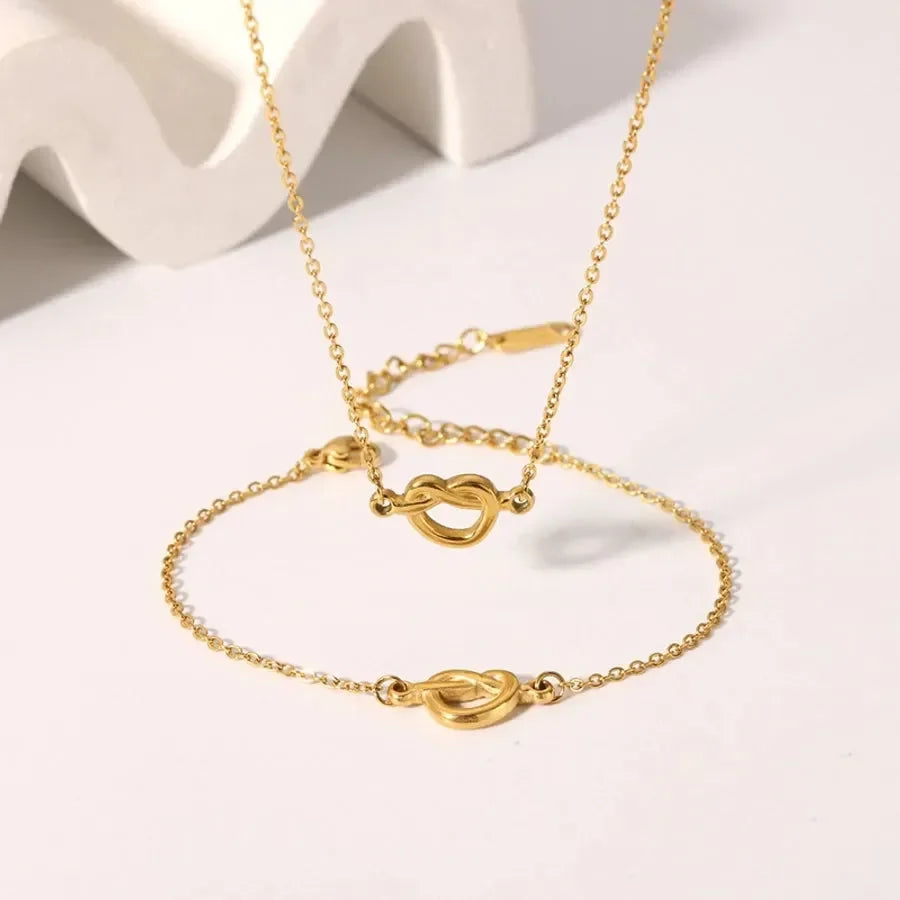 Interlocked Heart Shape Bracelets Necklace - Diatoms