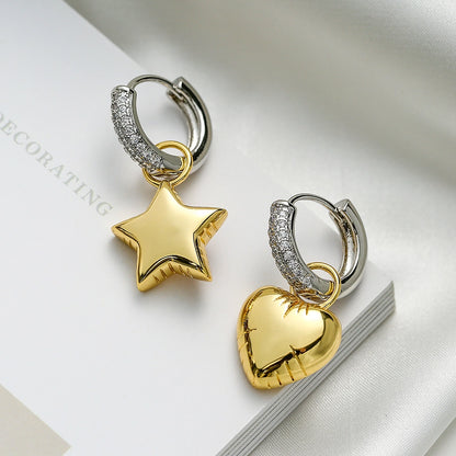 Commute Star Heart Shape Drop Earrings