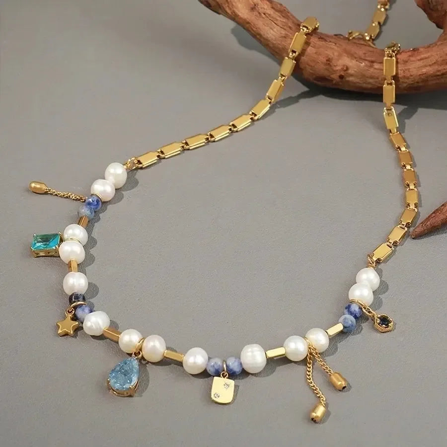 Freshwater Pearl Elegant Glam Beaded Necklace - Diatoms