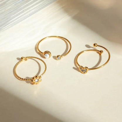 Flower Heart 3 Rings Set - Diatoms