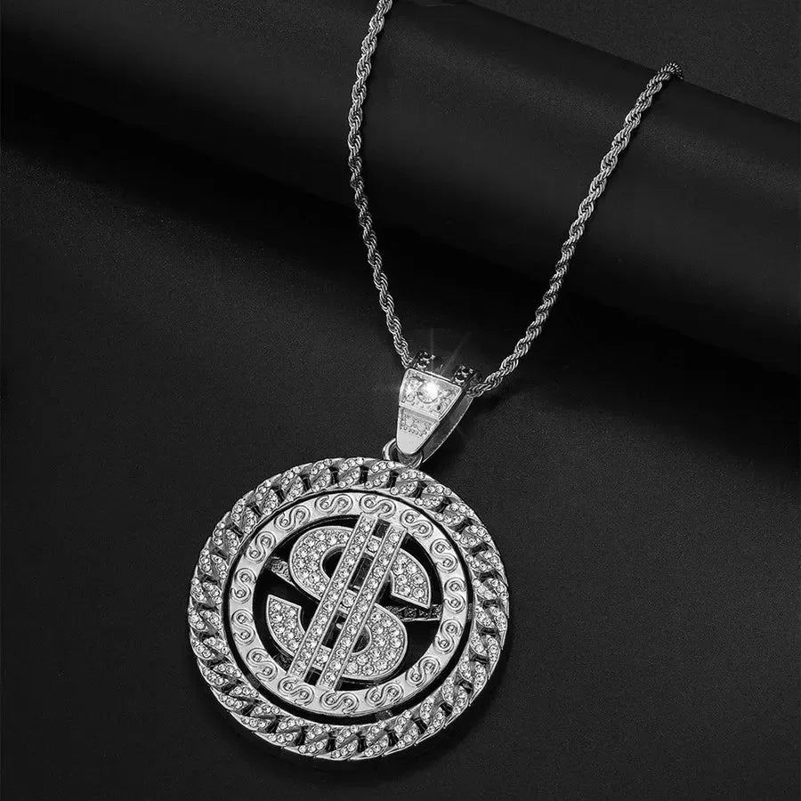Hip-Hop Round Men's Pendant Necklace - Diatoms