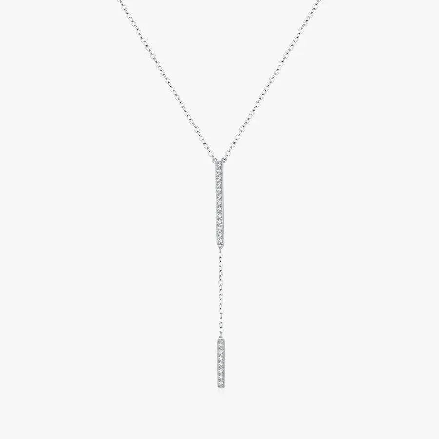 Sterling Silver Inlay Geometric Long Necklace - Diatoms