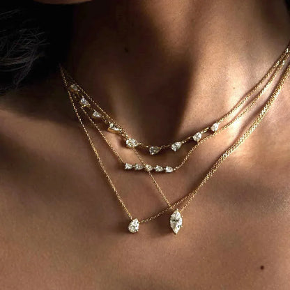Elegant Romantic Water Droplets Horse Eye Pendant Necklace - Diatoms