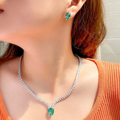 Light Green Emerald Set Necklace and Earrings