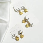 Commute Star Heart Shape Drop Earrings - Diatoms