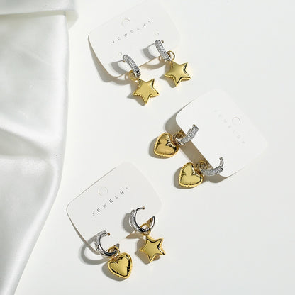 Commute Star Heart Shape Drop Earrings