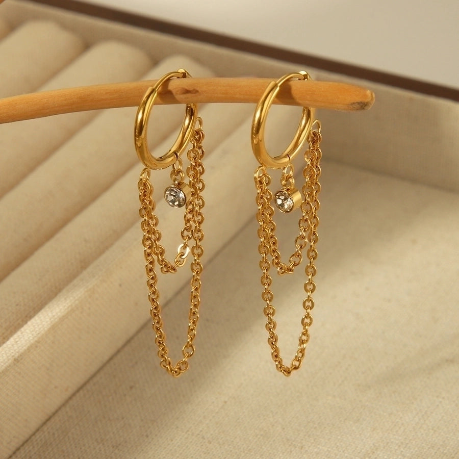 Exaggerated Classic Style Tassel Chain Drop Earrings