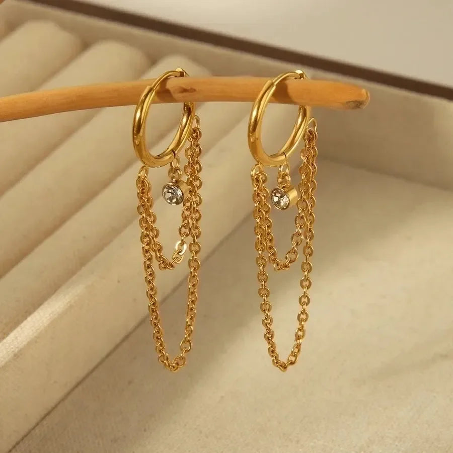 Exaggerated Classic Style Tassel Chain Drop Earrings - Diatoms