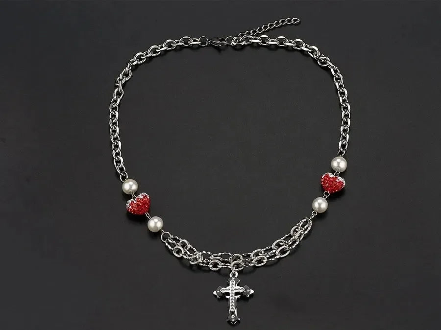 Diatoms Hip-Hop Heart Shape Inlay Rhinestones Unisex Pendant - Diatoms