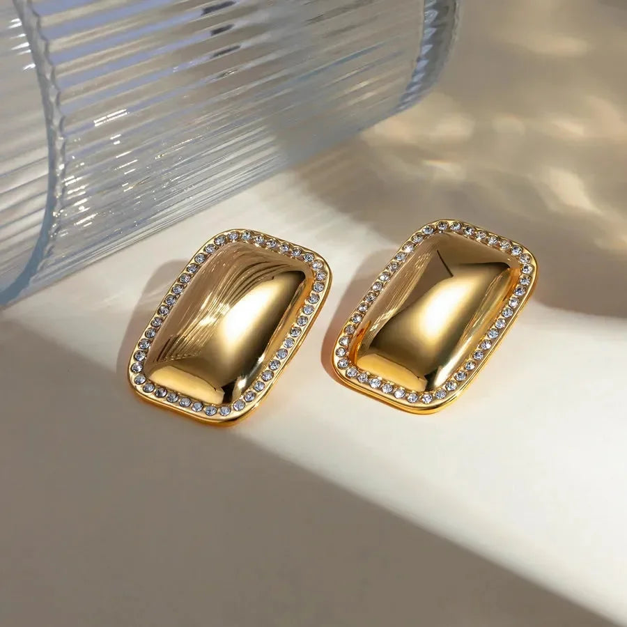 Artistic Rectangle Ear Studs - Diatoms