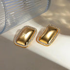 Artistic Rectangle Ear Studs - Diatoms