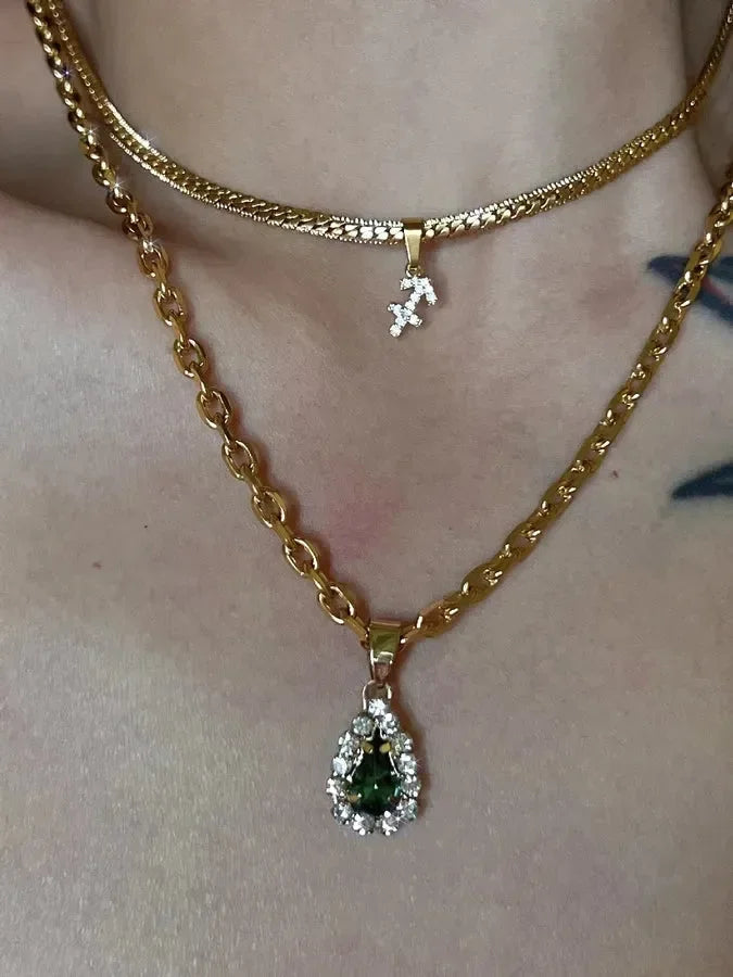 Luxe Green Gemstones Necklace - Diatoms