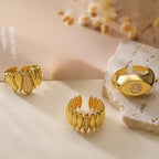 Retro Punk Geometric Open Rings - Diatoms
