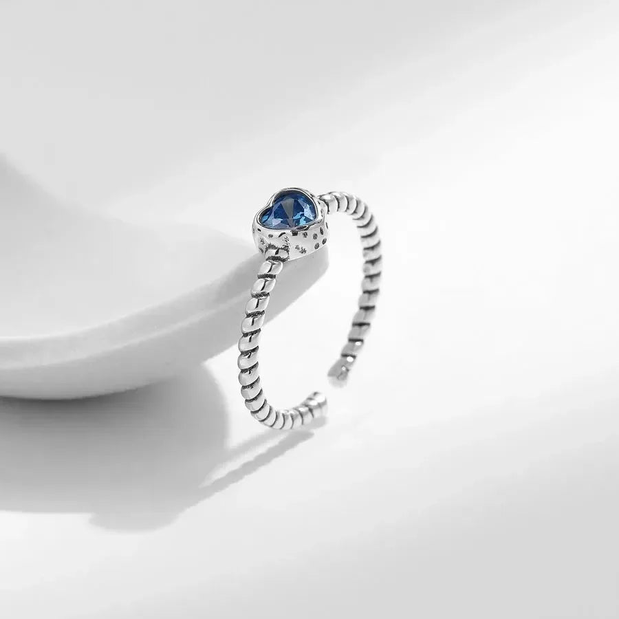 French Style Heart Shape Sterling Silver rings - Diatoms
