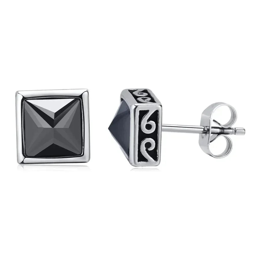 Diatoms Black Ear Studs - Diatoms