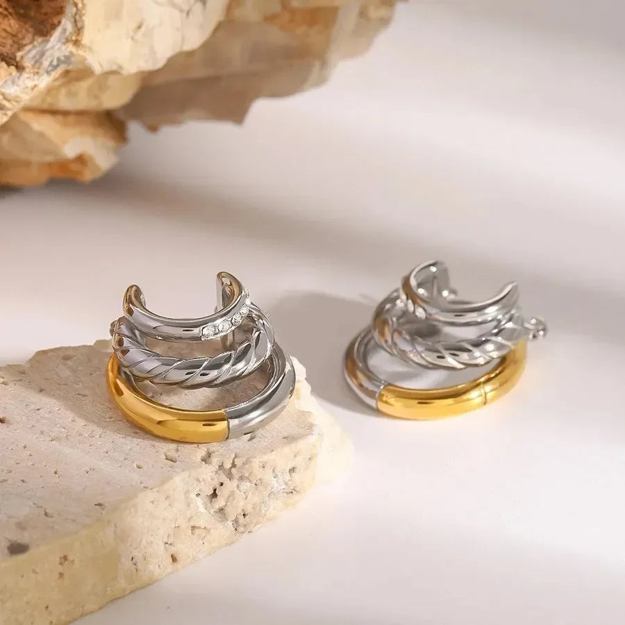 Luxy Dual Tone Earrings - Diatoms