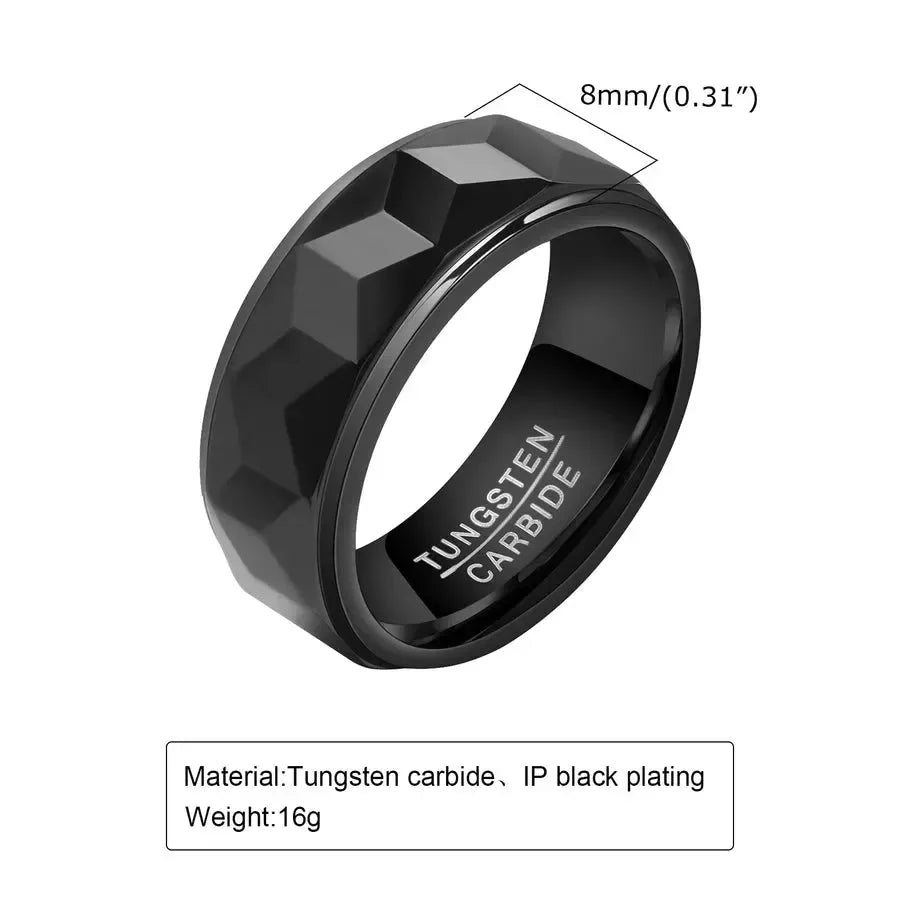 Men's Black Rings - Diatoms