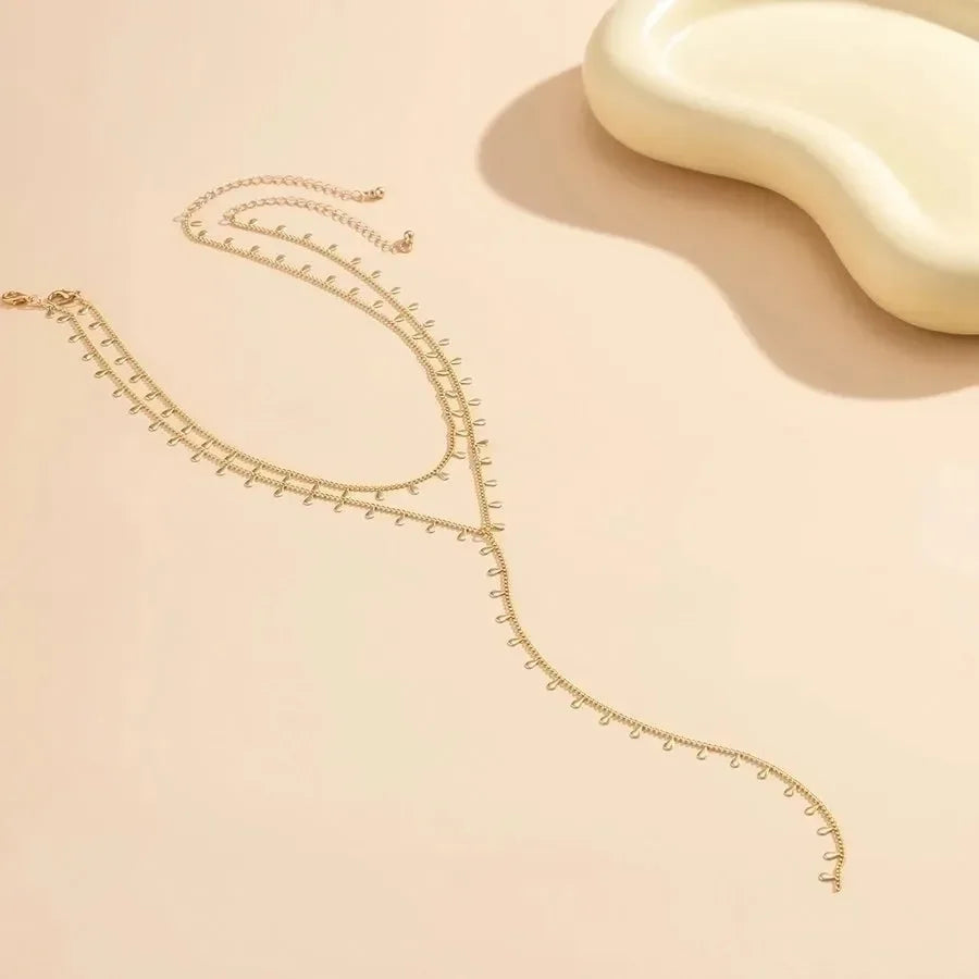 Classic Layered Tassel Water Droplets Long Necklace - Diatoms