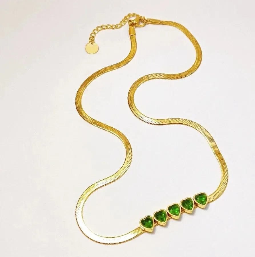 Heart Shape Inlay Necklace - Diatoms