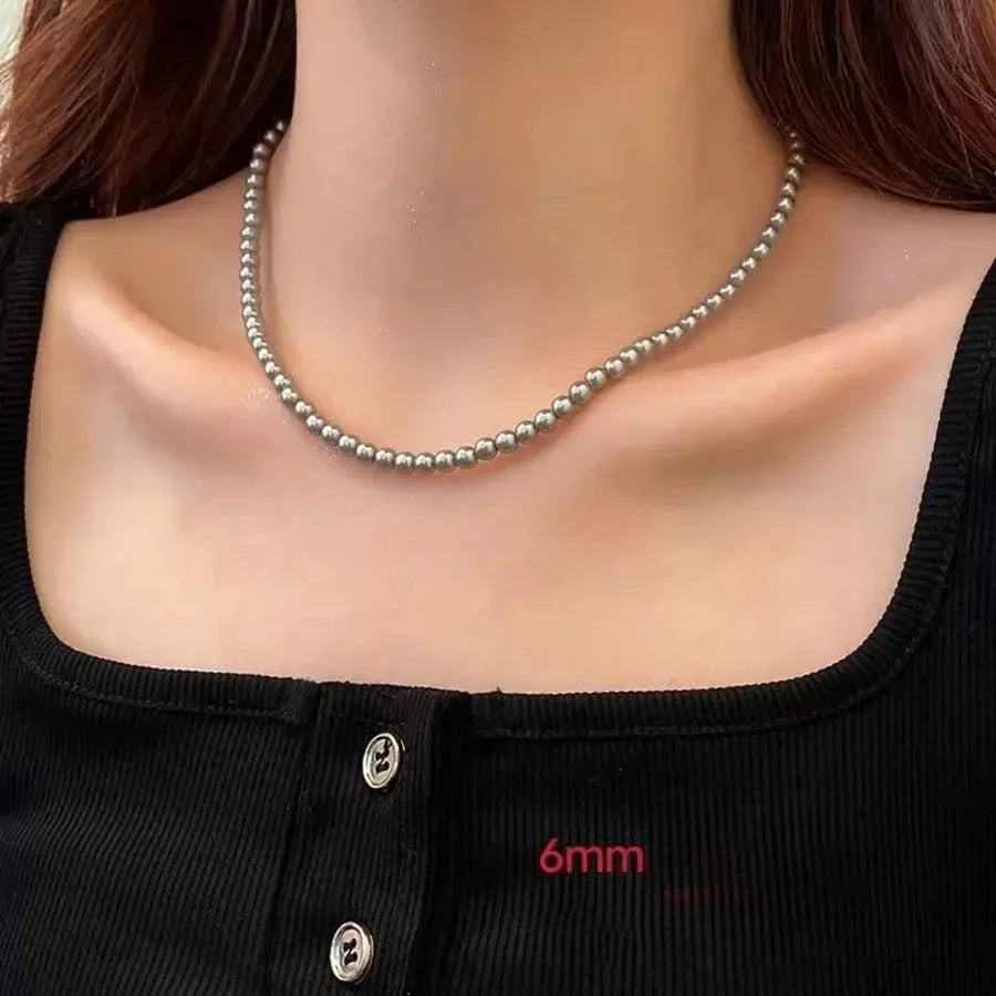 Luxy Silver Beaded Necklace - Diatoms