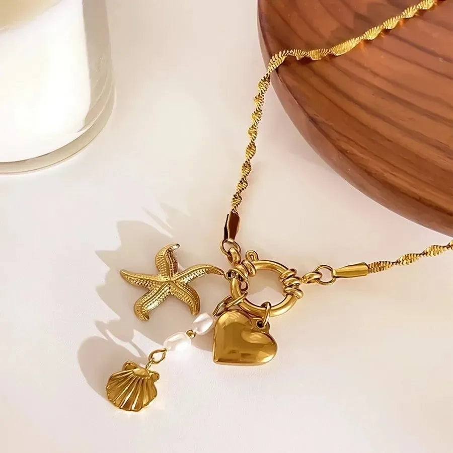 Blossom Starfish Heart Shape Necklace - Diatoms
