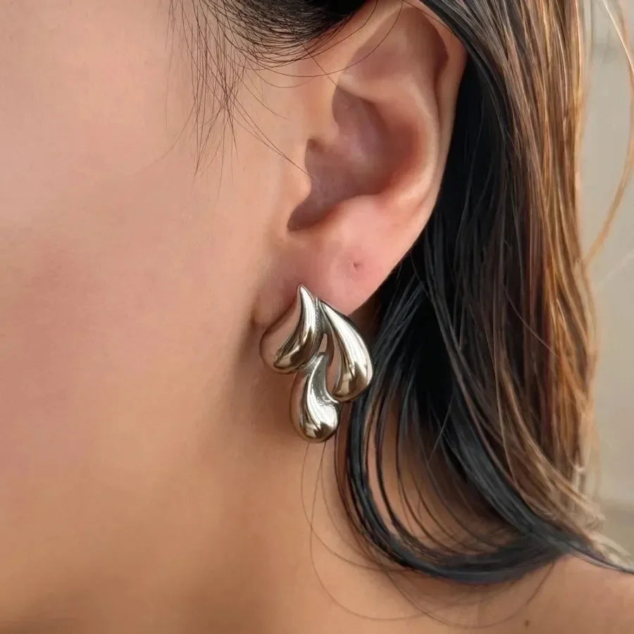 Triple Water Droplets Earrings - Diatoms