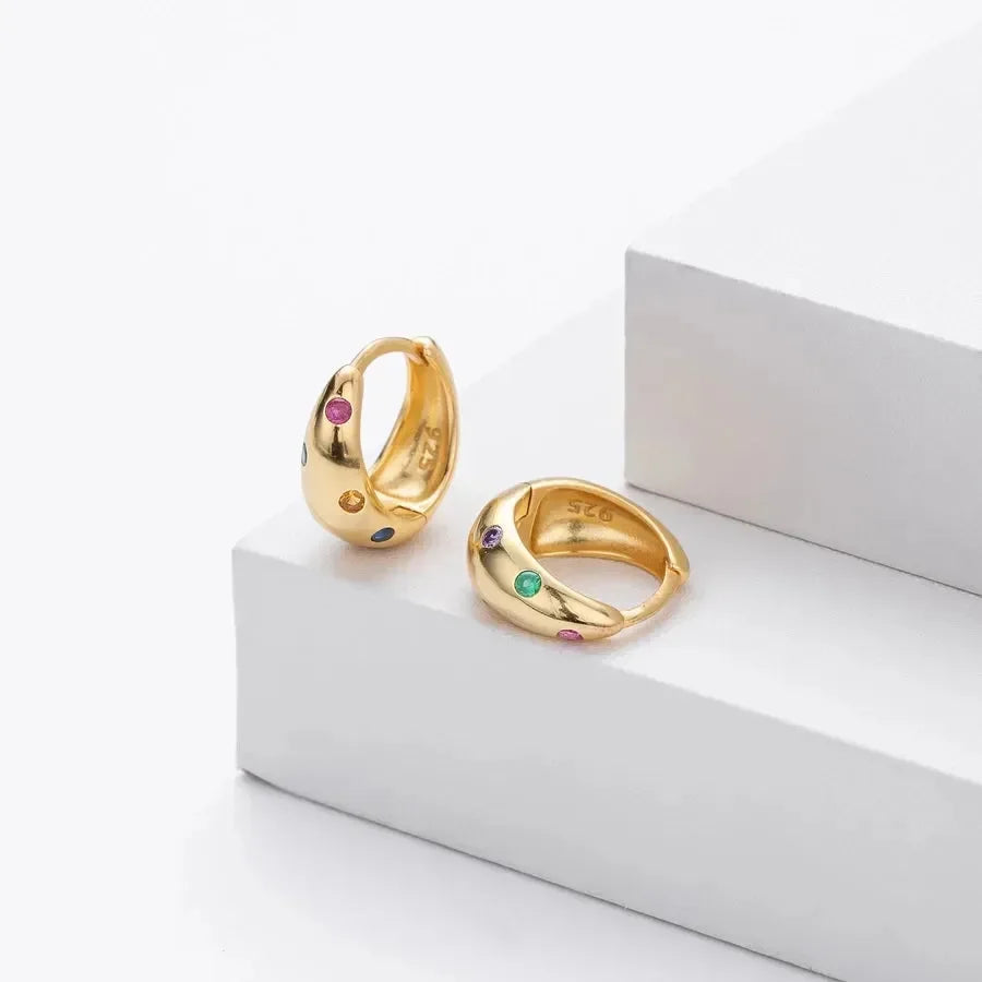 Dazzle Dreams Silver Hoop Earrings - Diatoms