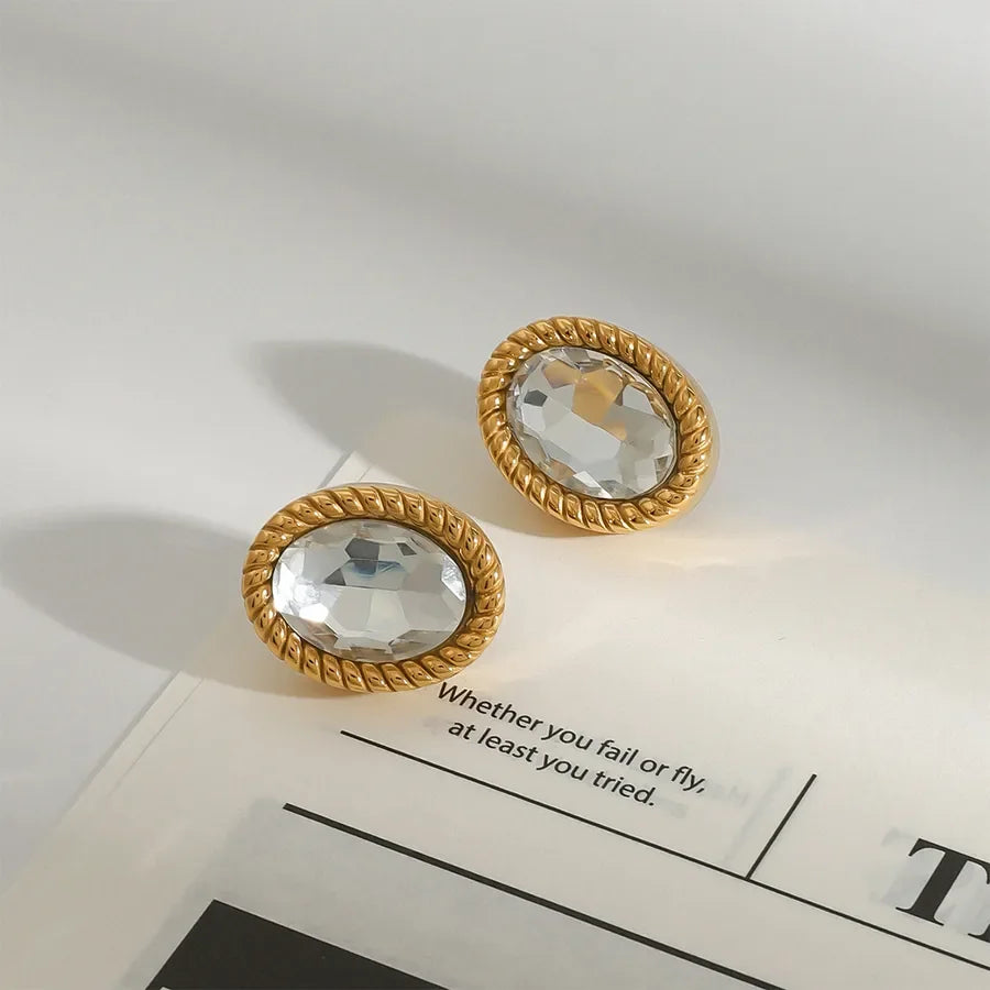 Geometric Glass Stone Ear Studs - Diatoms