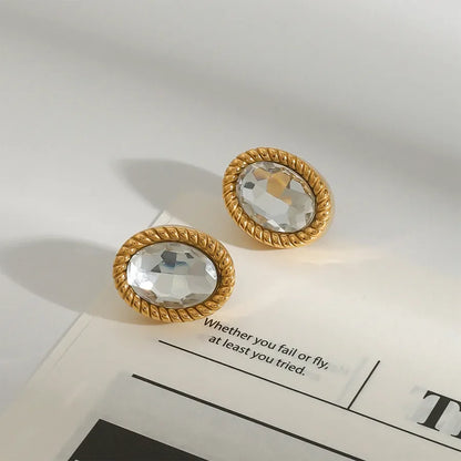 Geometric Glass Stone Ear Studs - Diatoms