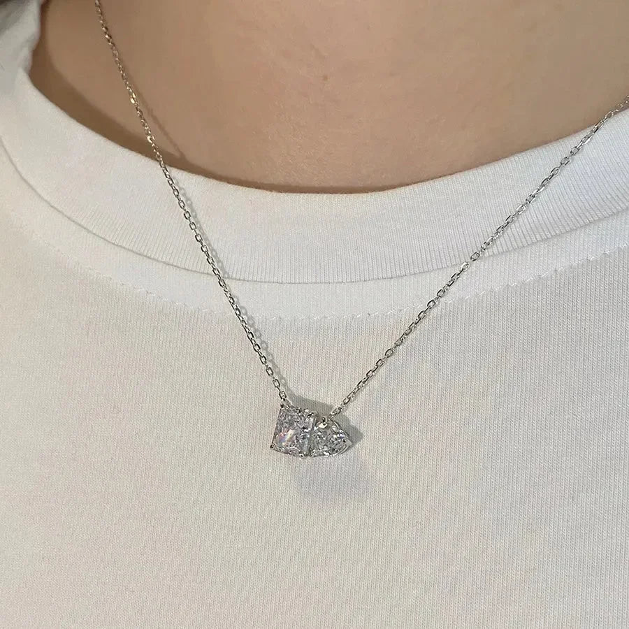 Luxy Silver Square Heart Shape Pendant - Diatoms