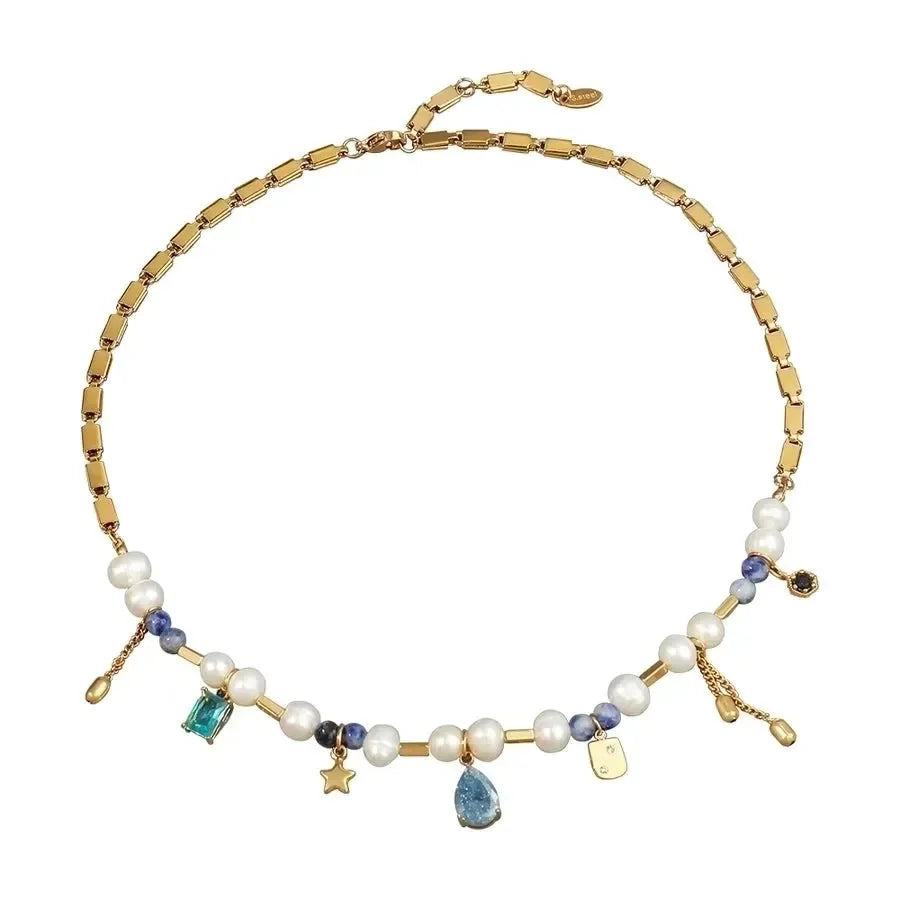 Freshwater Pearl Elegant Glam Beaded Necklace - Diatoms
