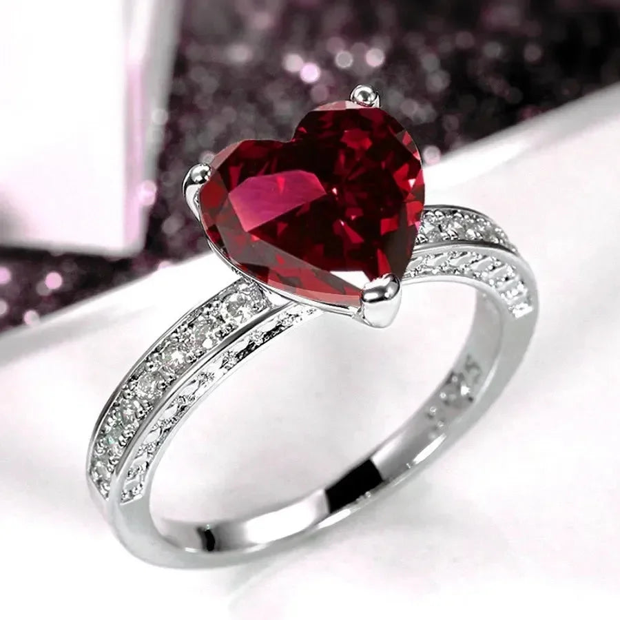 Red Classic Heart Shaped Rings1
