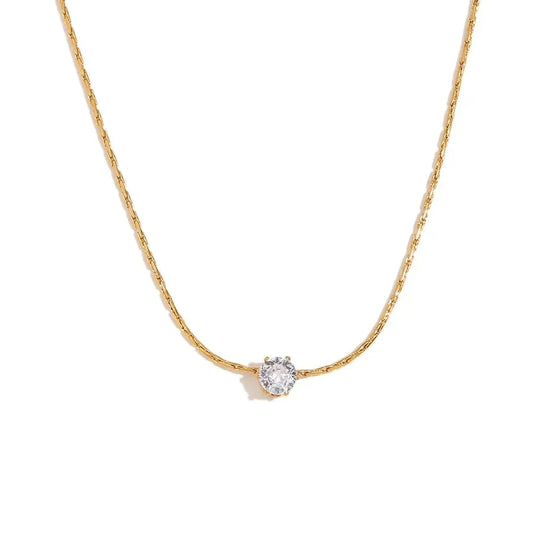 Simple Round Zircon Necklace - Diatoms