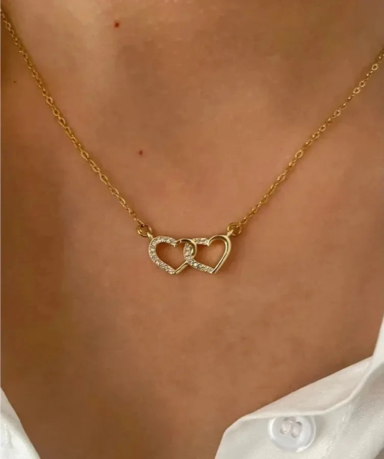 Luxy Twin Heart Necklace - Diatoms