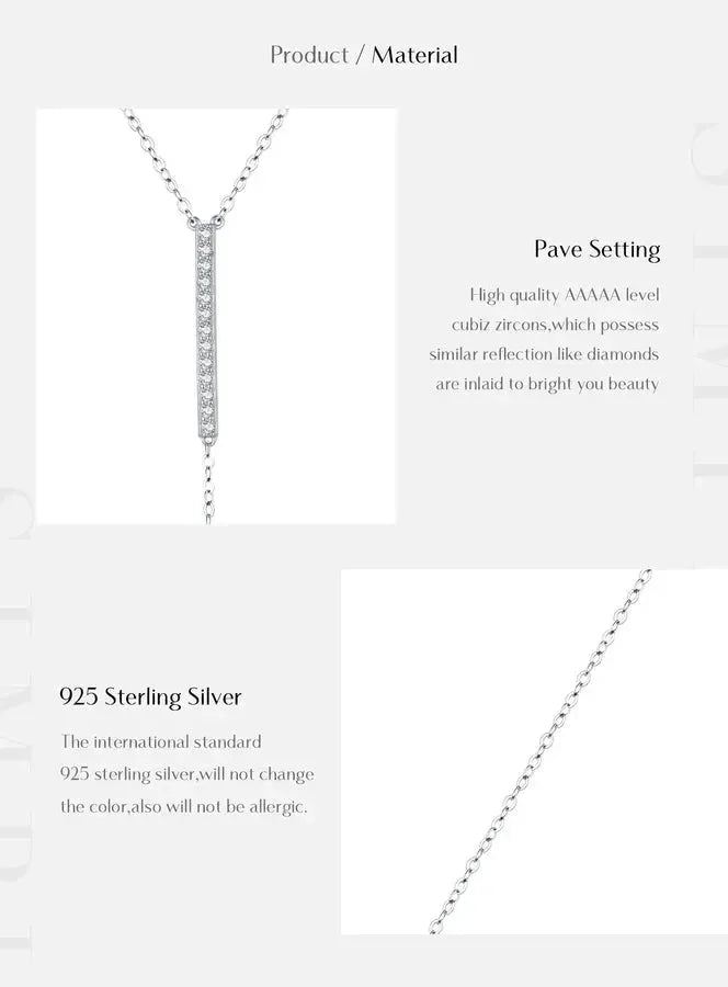 Sterling Silver Inlay Geometric Long Necklace - Diatoms