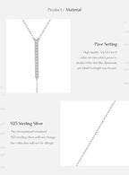 Sterling Silver Inlay Geometric Long Necklace - Diatoms