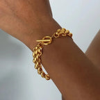 Golden Glam Hollow Out Bracelets Necklace - Diatoms