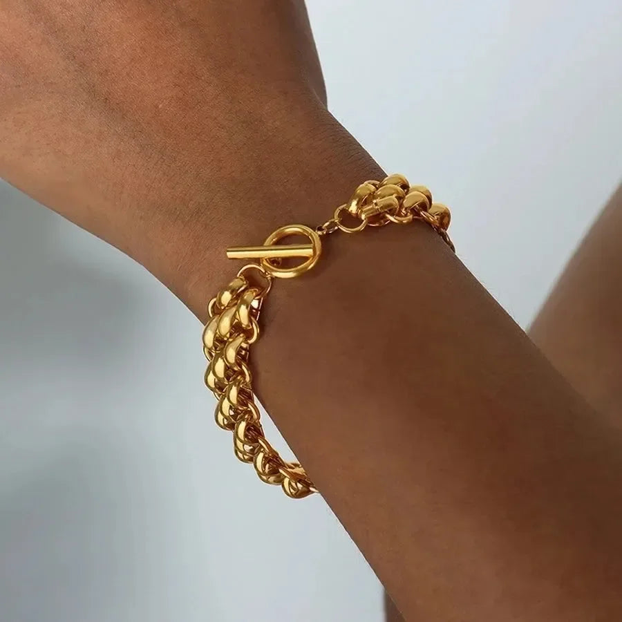 Golden Glam Hollow Out Bracelets Necklace - Diatoms