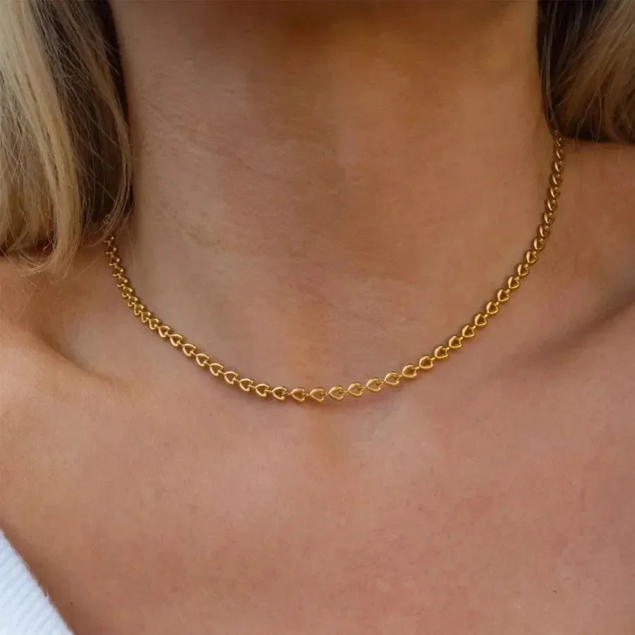 Golden Heart Chain Necklace - Diatoms