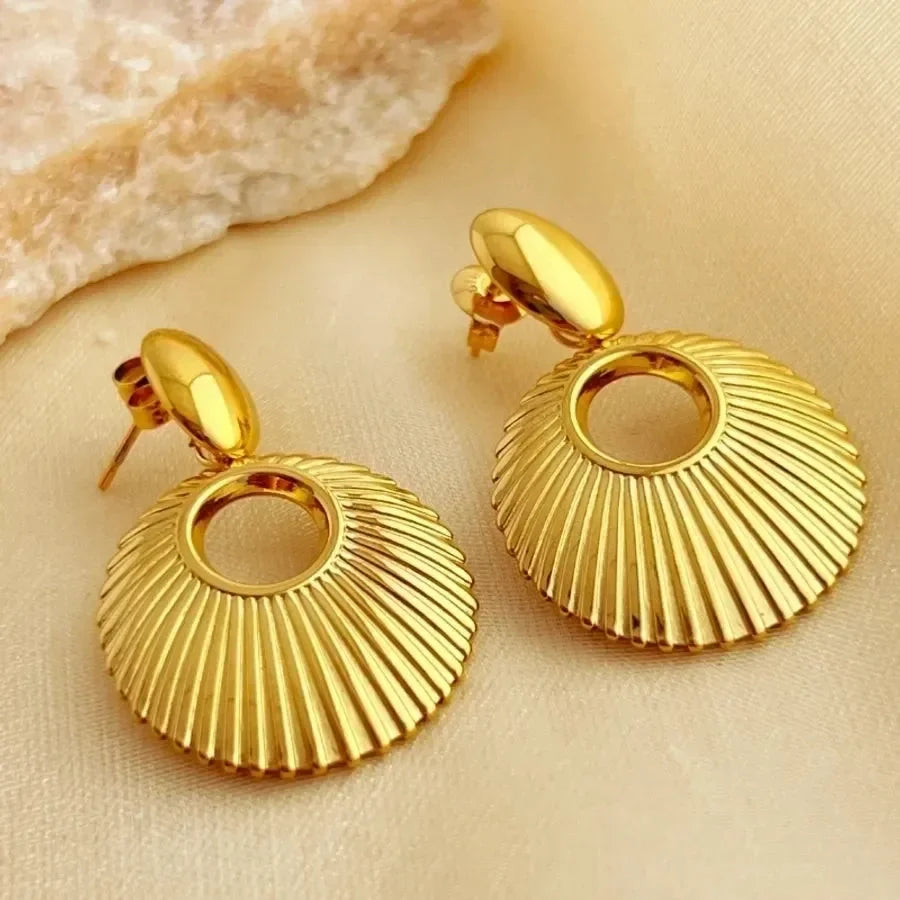 Oval Shell Drop Earrings - Diatoms