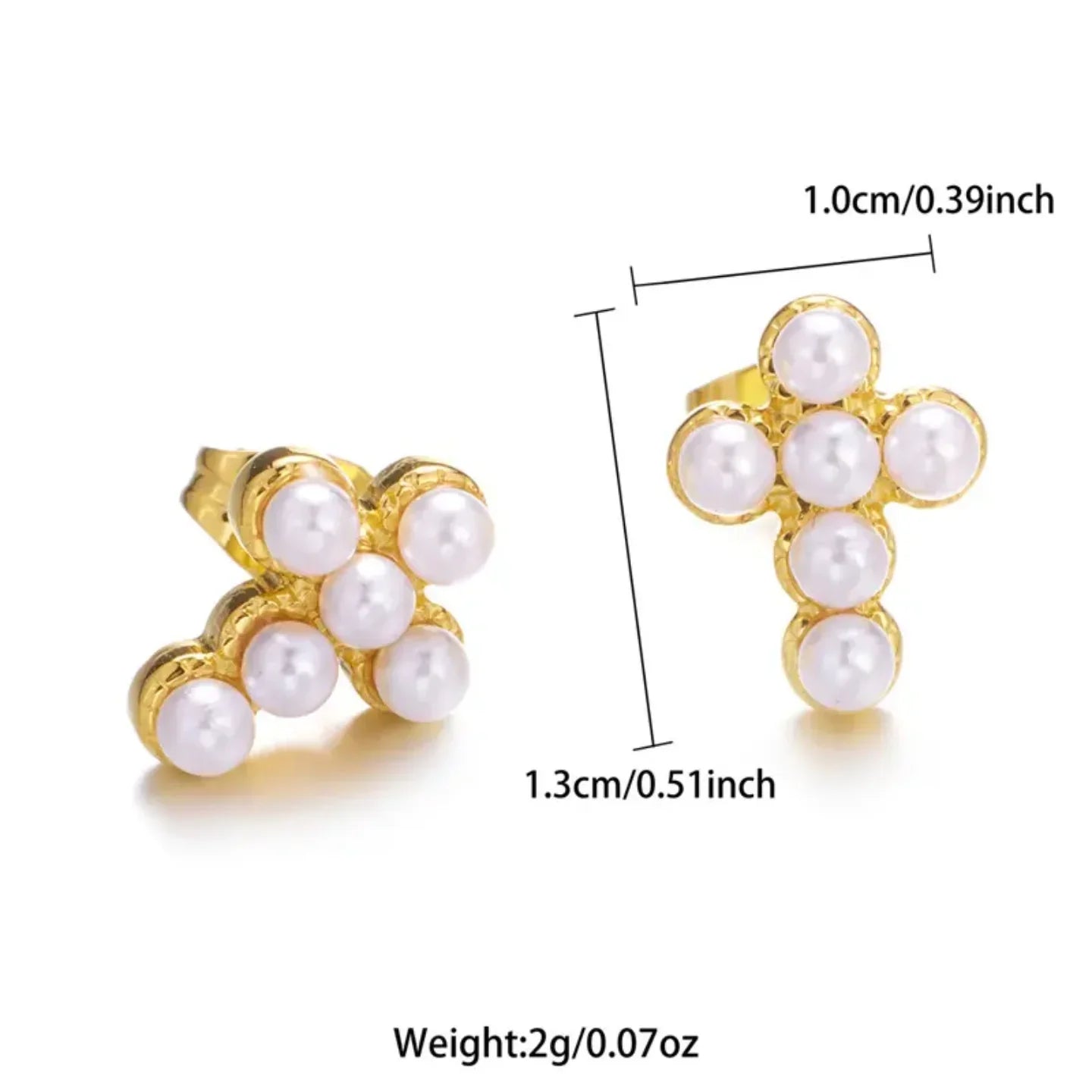 Pearl Cross Earrings - Diatoms