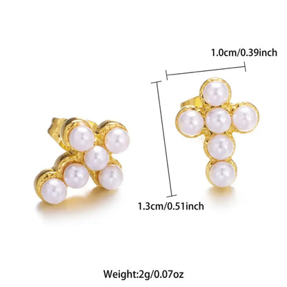 Pearl Cross Earrings - Diatoms