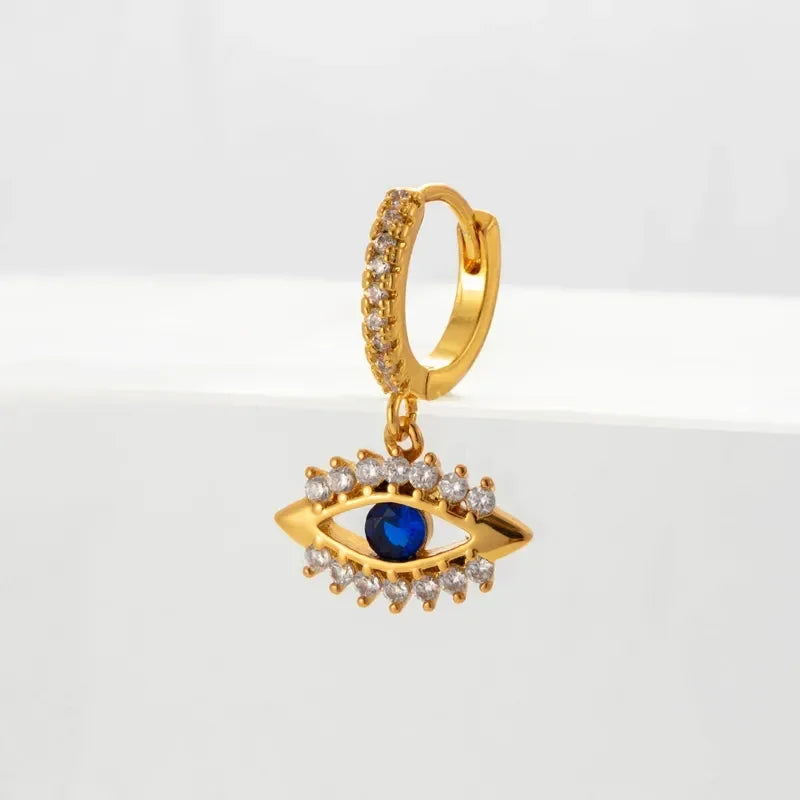 Emerald Evil Eye Drop Earrings