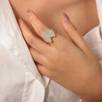 Heart Shape Adjustable Ring - Diatoms