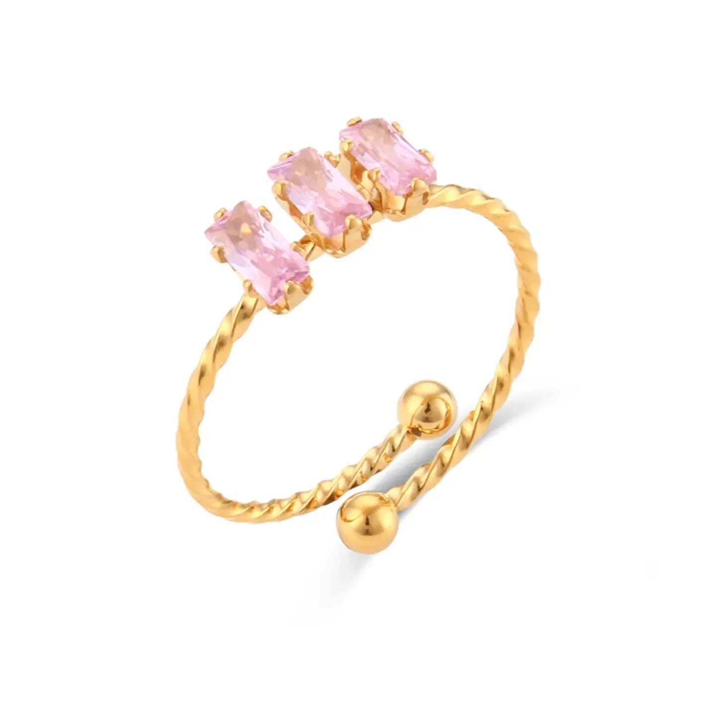 Shiny Square Zircon Open Rings - Diatoms