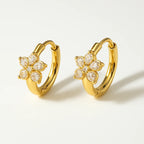 Flower Zircon Drop Earrings - Diatoms
