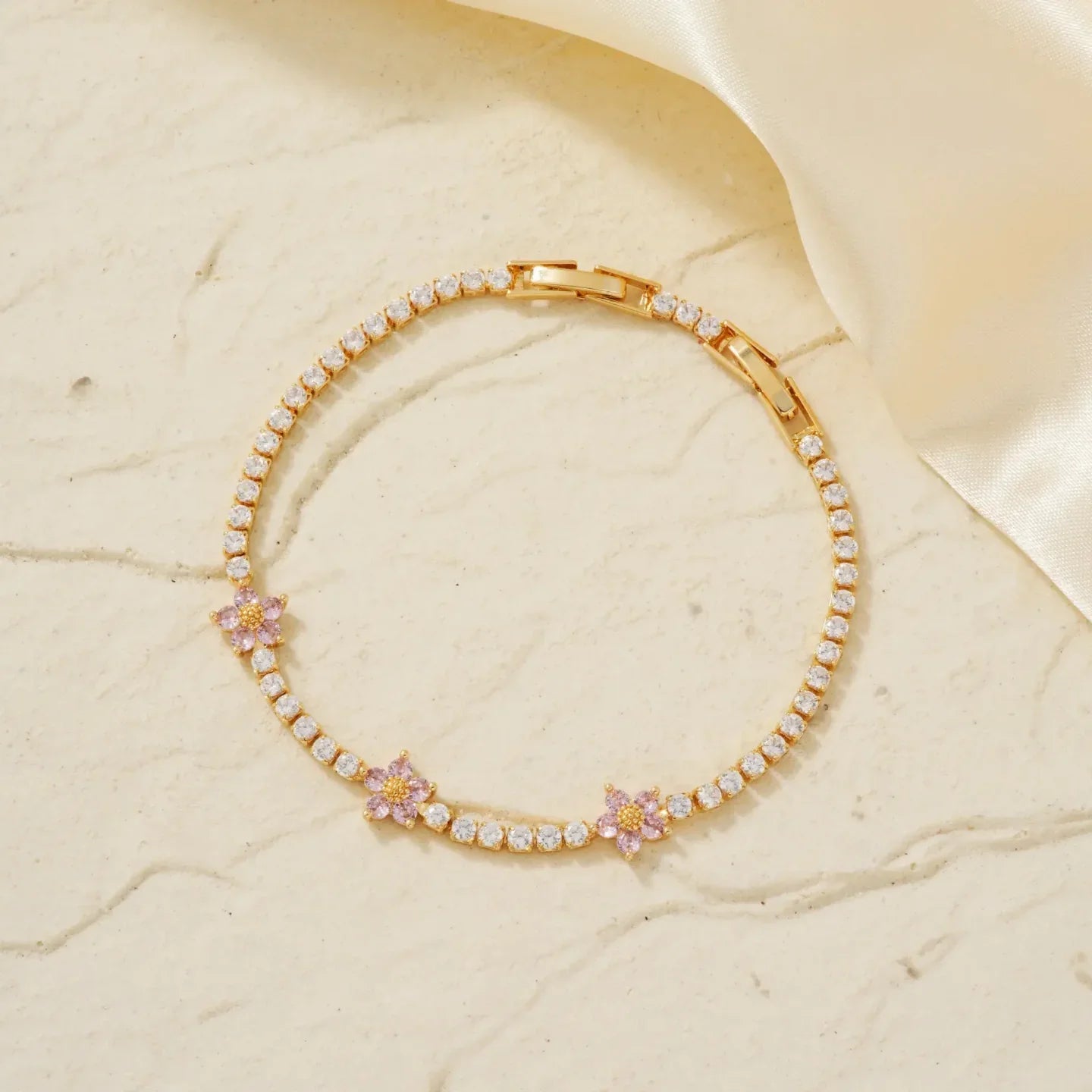 Flower Inlay Zircon Bracelets