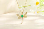 Diatoms Dragonfly Inlay Green Zircon Necklace - Diatoms